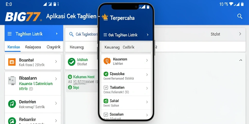 Screenshot tampilan antarmuka aplikasi BIG77 untuk cek tagihan listrik.