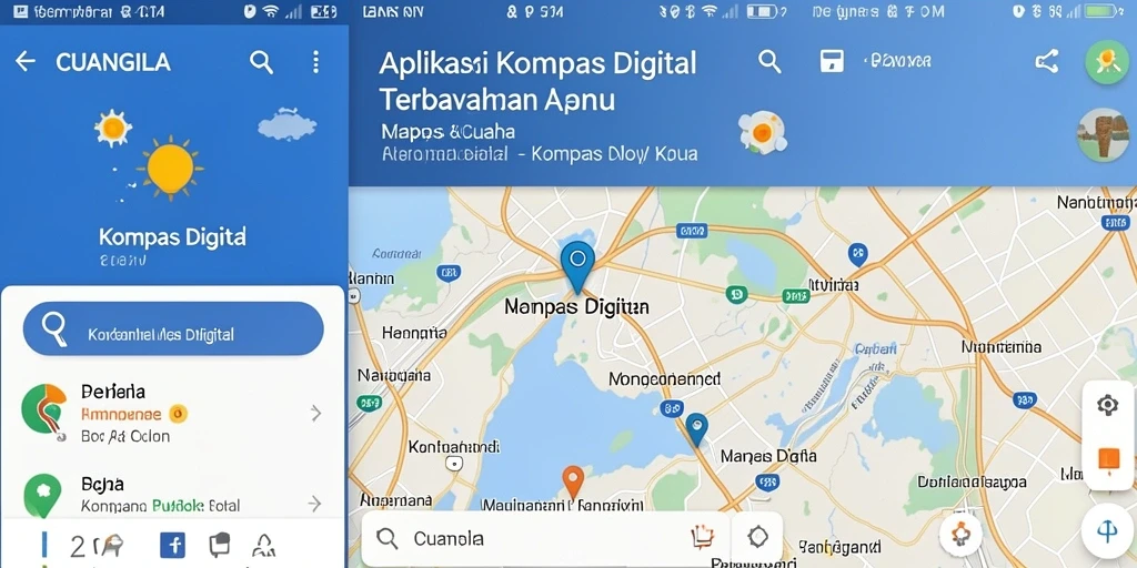 Antarmuka jelas aplikasi Kompas Digital CUANGILA yang memudahkan navigasi.