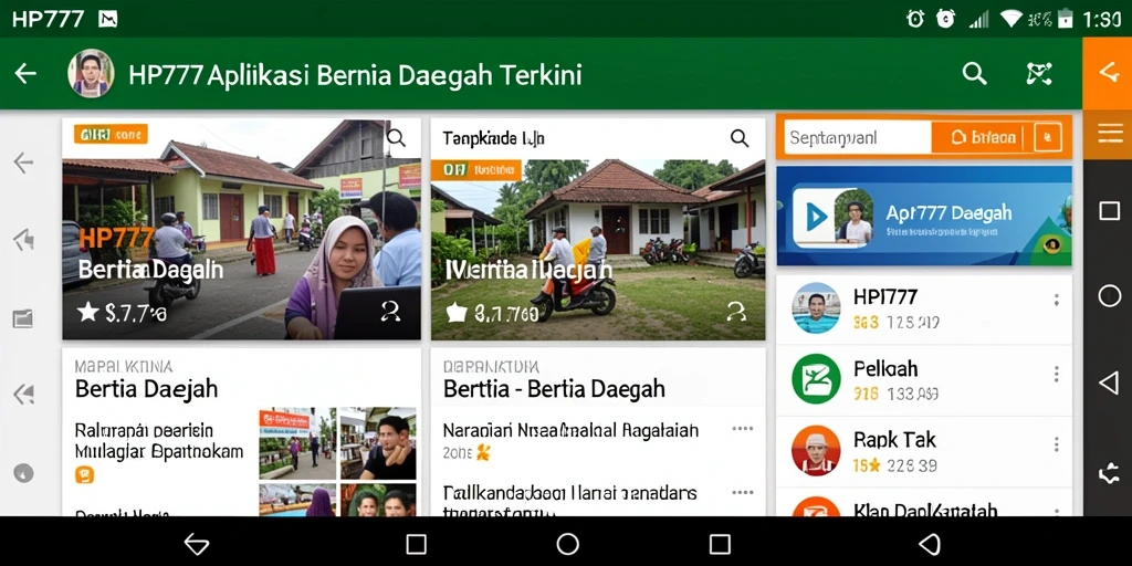 Antarmuka aplikasi HP777 untuk berita daerah yang mudah digunakan.