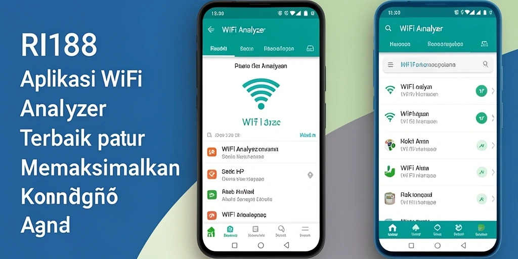 Screenshot antarmuka aplikasi RI188 menunjukkan analisis jaringan WiFi secara real-time.