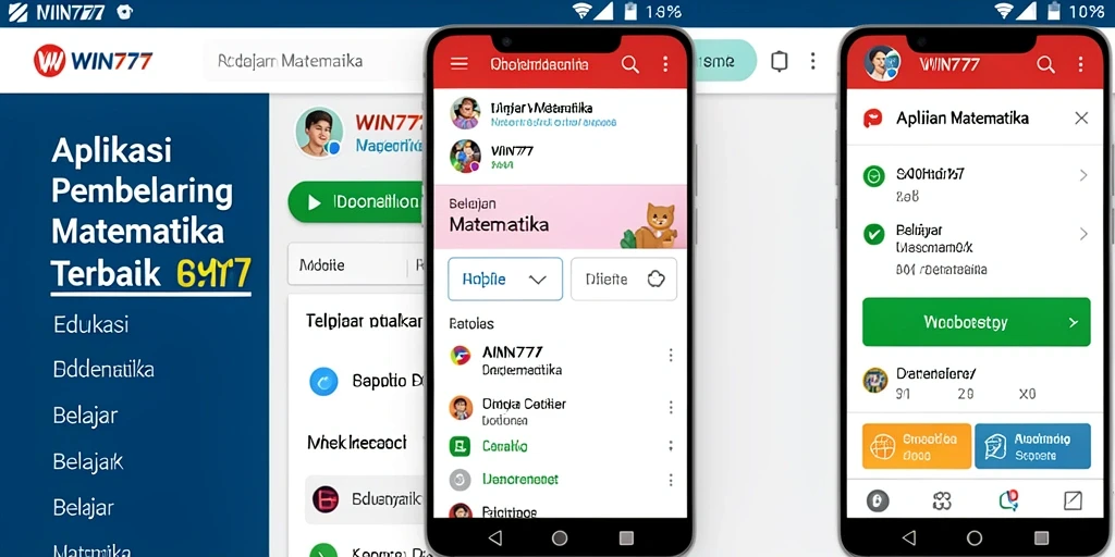 Antarmuka aplikasi WIN777 yang interaktif untuk belajar matematika.