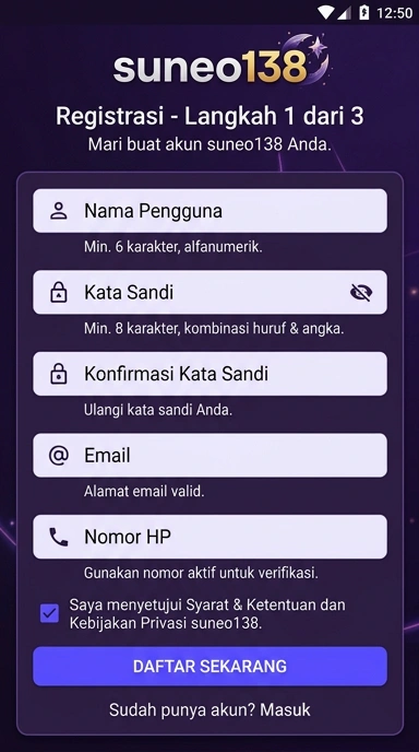 Cara Mudah Membuat Akun Baru suneo138 di Android
