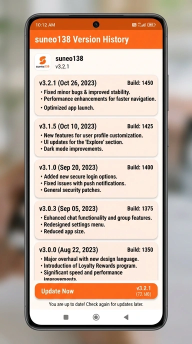 Riwayat Versi suneo138 untuk Pengguna Android